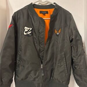 Ring of Fire Olive Bomber Jacket with Patches